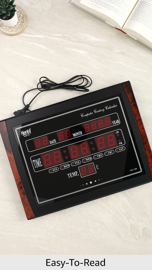 Ajanta Quartz Digital Green LED Rectangle Wall Clock OLC-104